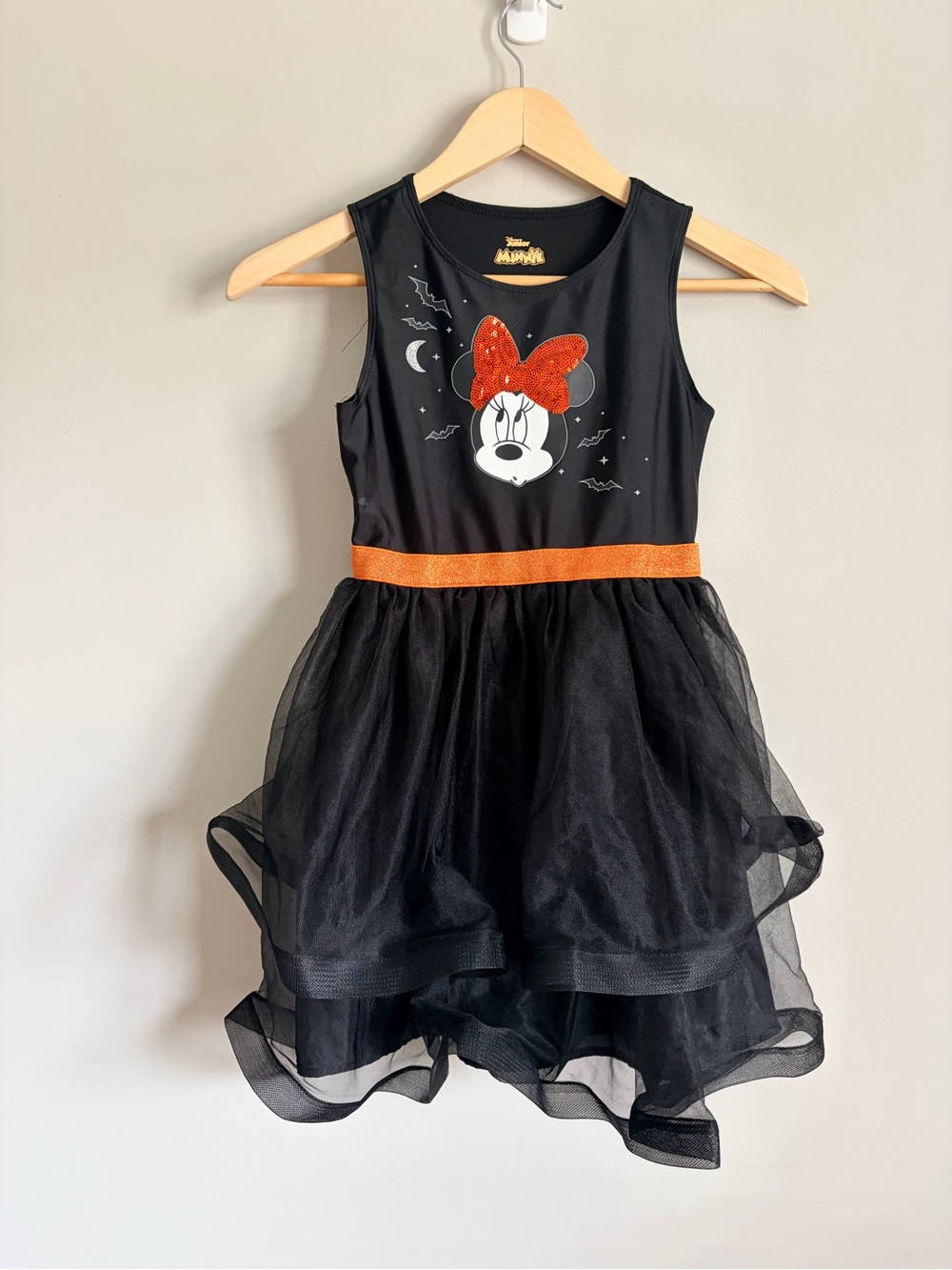 Disney Minnie Mouse Black Dress with Sparkling Orange Bow & Belt